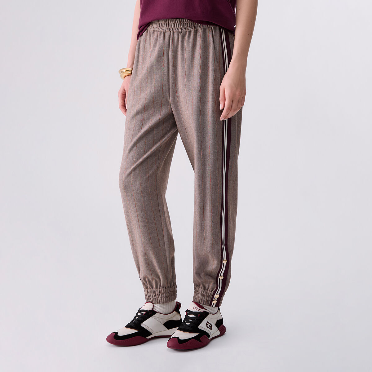Pantalon de jogging avec bande latérale beige, LIU JO