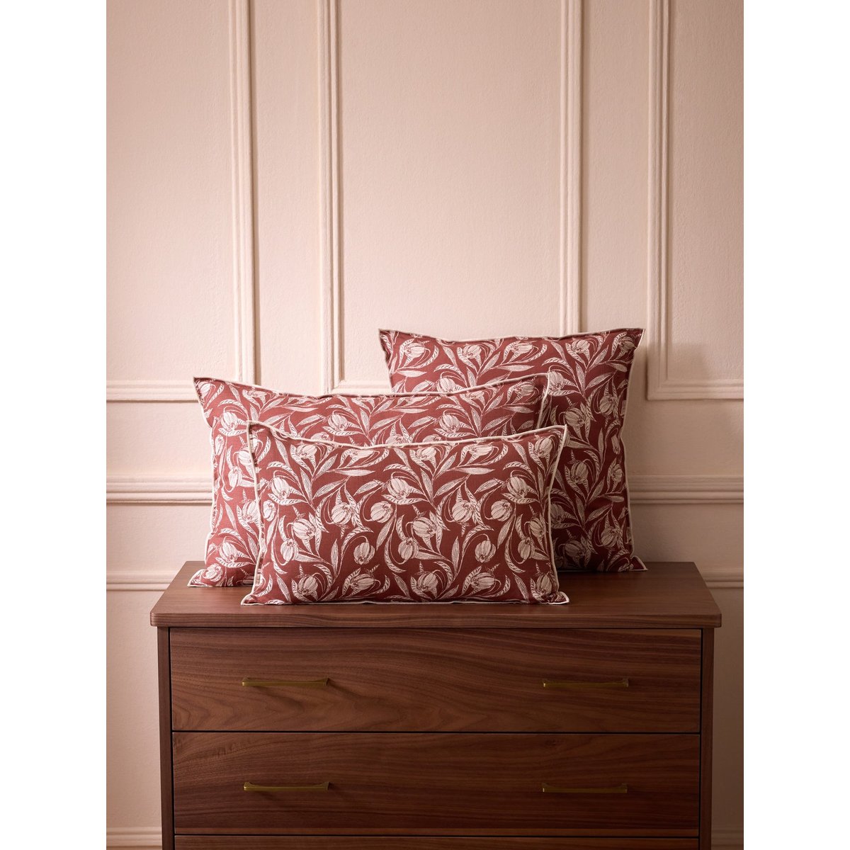 Housse de coussin imprimée "Lucie" acajou, CYRILLUS