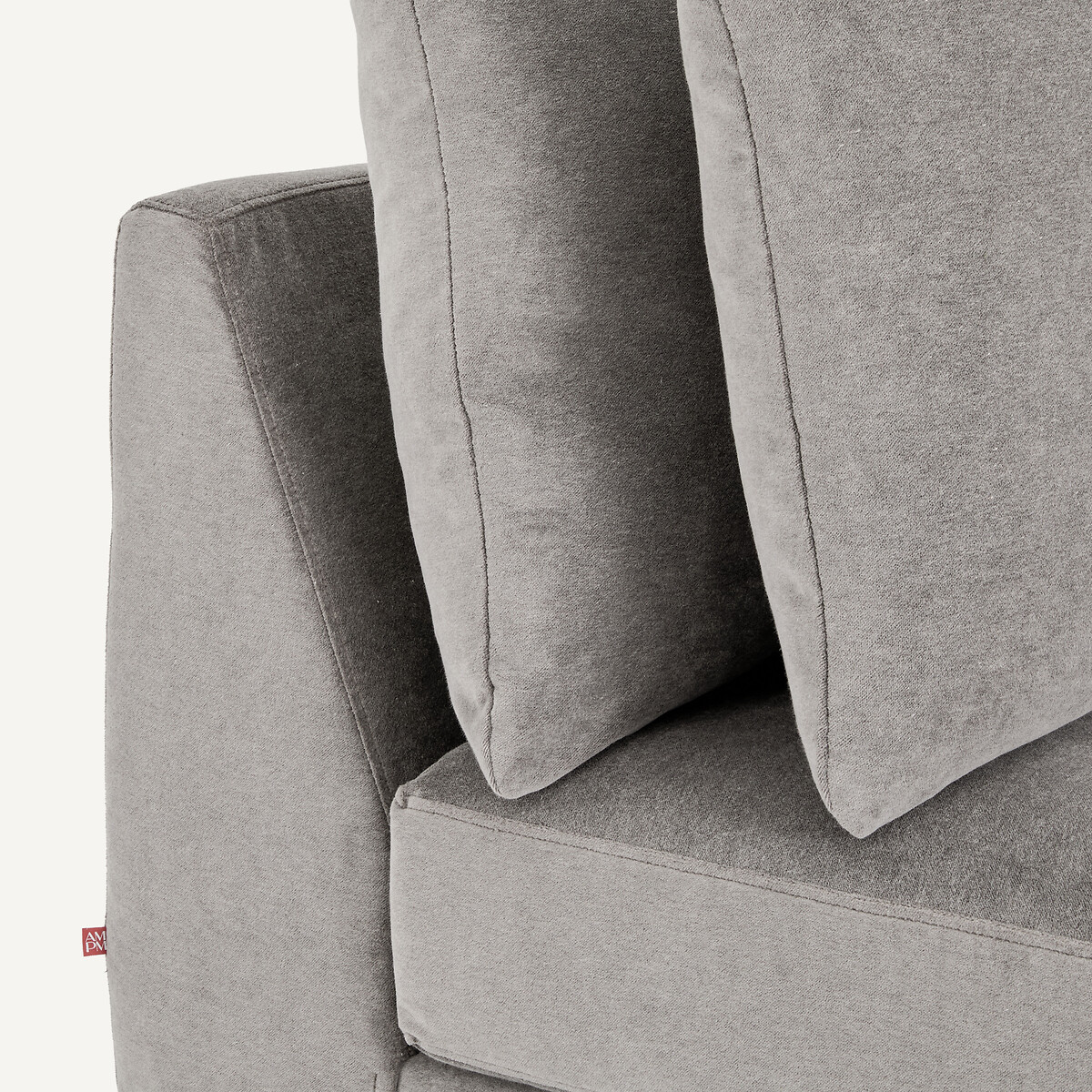Canapé d'angle en velours stone, MODERNISTE gris souris, EMMANUEL GALLINA X AM.PM