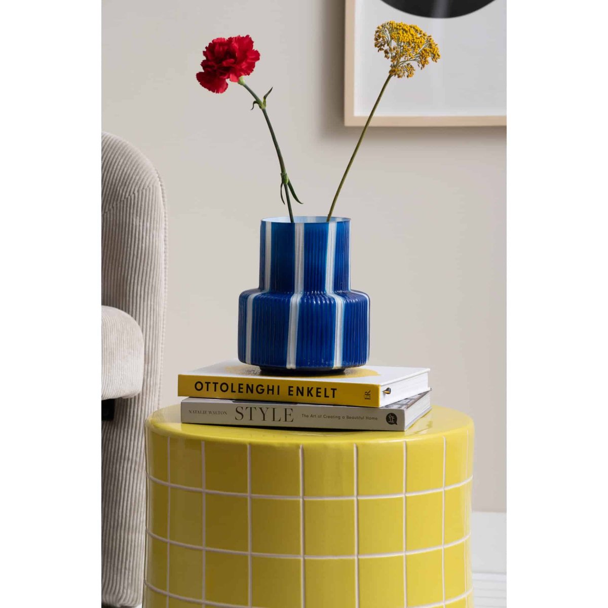Vase Verre RAYDO RETRO bleu cobalt, PRESENT TIME