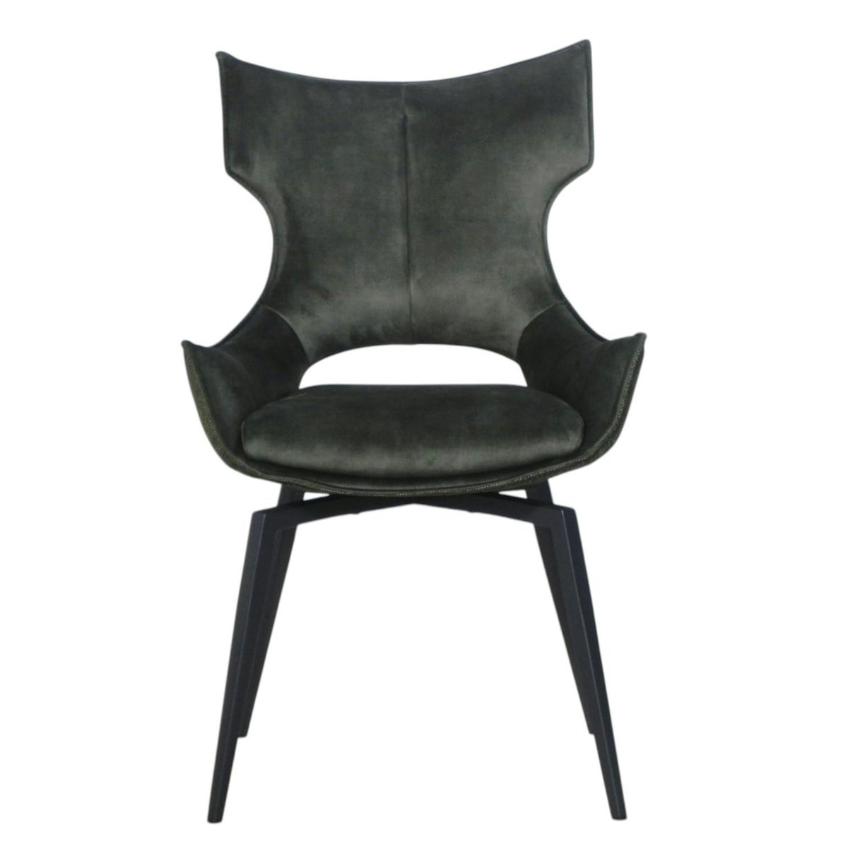 Chaise pivotante verte bi-matière, dossier en T (lot de 2) LOMBARDIE vert, PIER IMPORT
