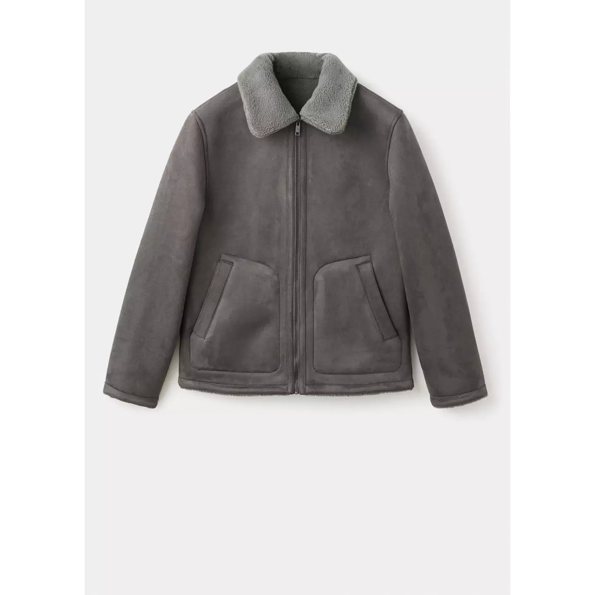 Veste double face intérieur moutonné gris chiné moyen, MANGO MAN