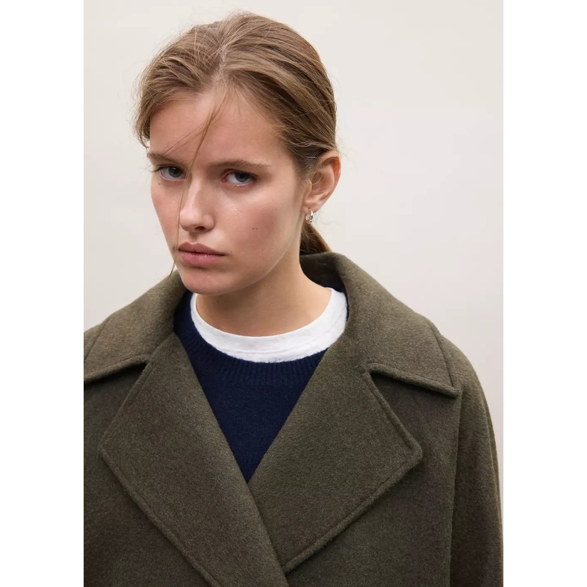 Manteau laine mélangée double boutonnage kaki, MANGO TEEN