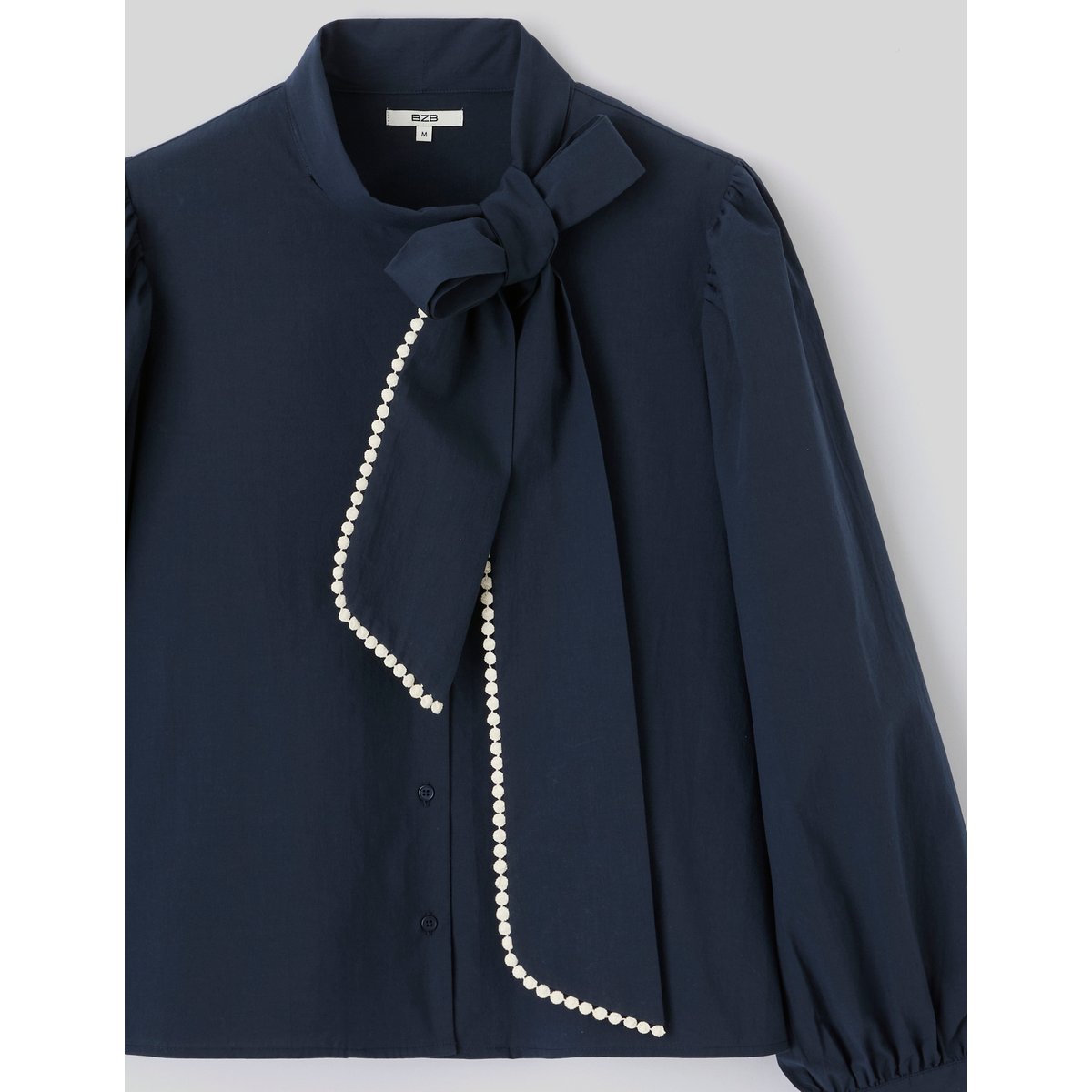 Blouse à col lavalière bleu foncé, BZB
