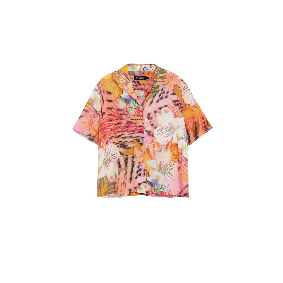 Chemise à manches courtes tropicale rouge, DESIGUAL