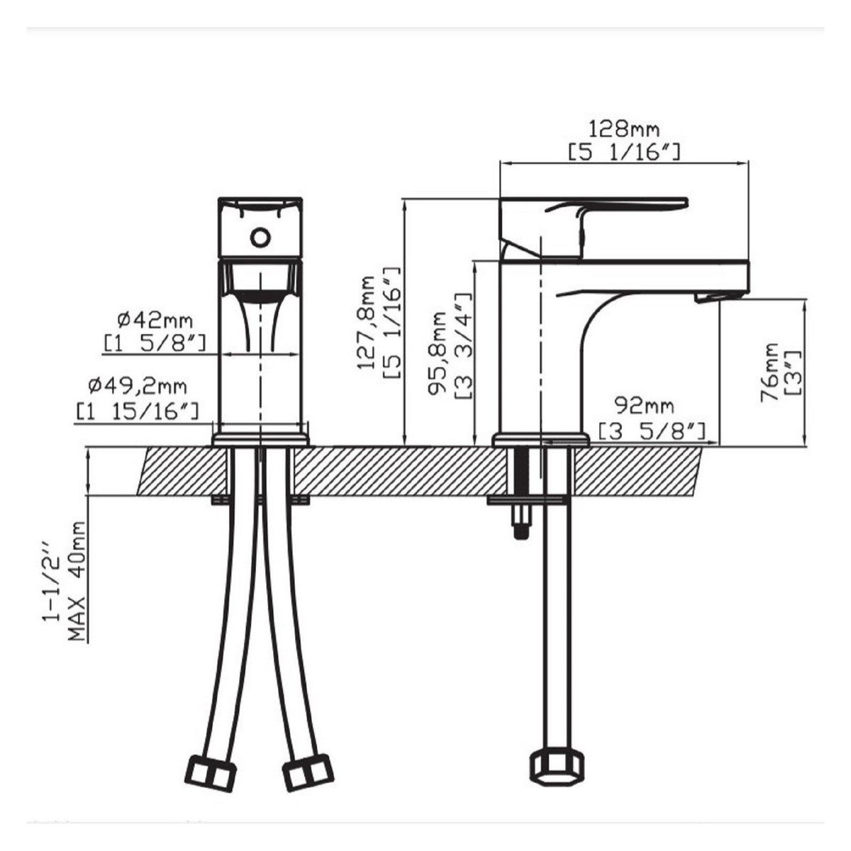 Robinet lave-mains mitigeur chaud froid GRIFO noir, MOB IN