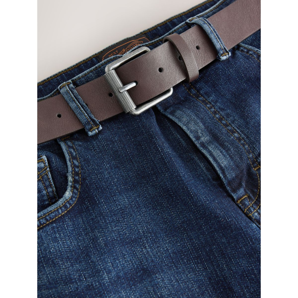 Jean à ceinture Signature bleu, NEXT
