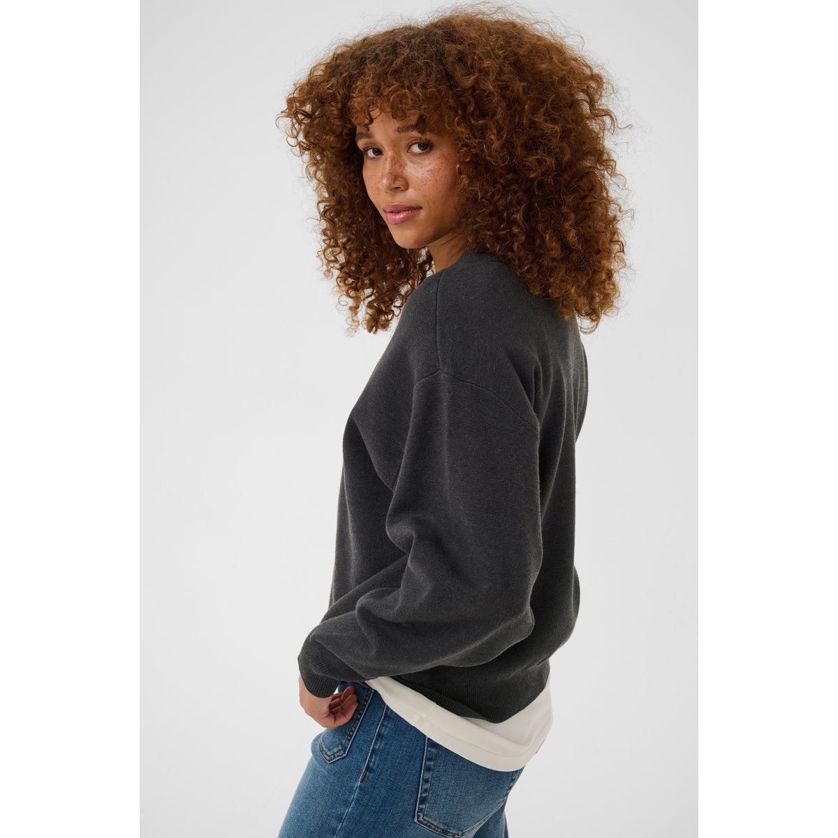 Pullover tricoté gris dark grey melange, KAFFE