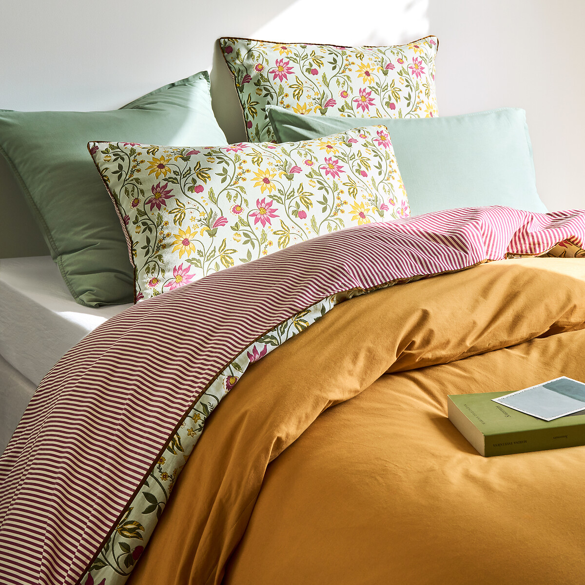 Funda de almohada de algodón lavado, estampado de flores, HARNEY estampado de flores, LA REDOUTE INTERIEURS