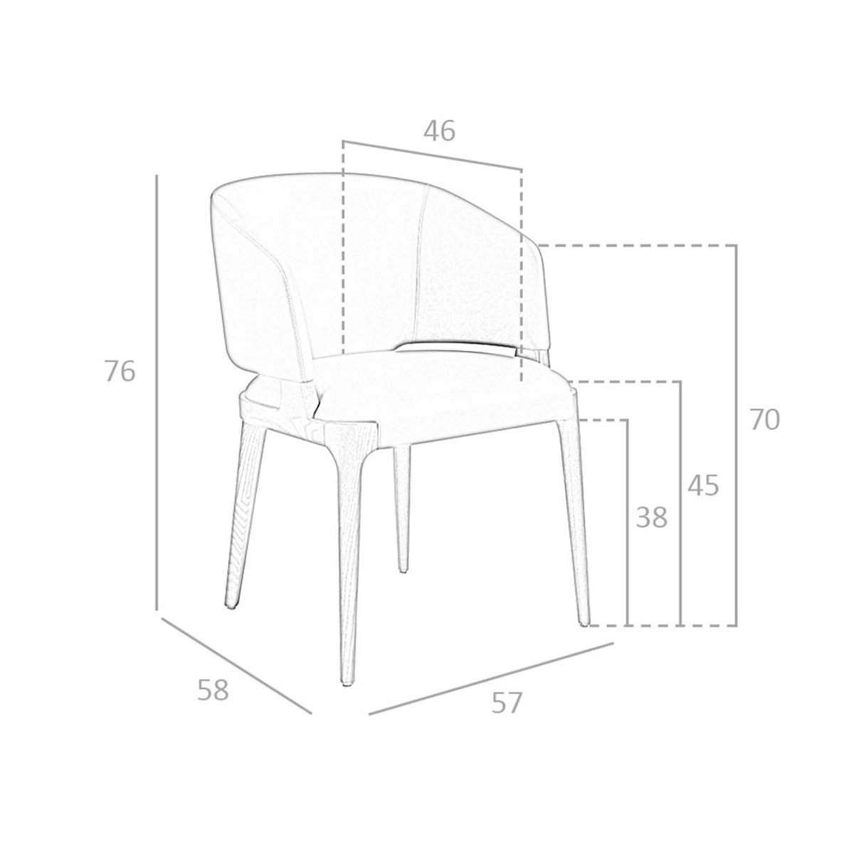 Chaise en similicuir taupe foncé noyer | visone foncé, ANGEL CERDA