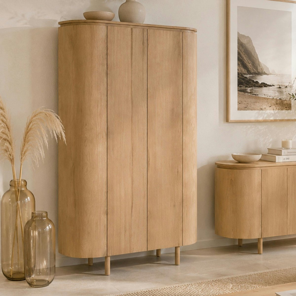 Buffet haut de salle à manger, 2 portes LOREN bois clair, PIER IMPORT