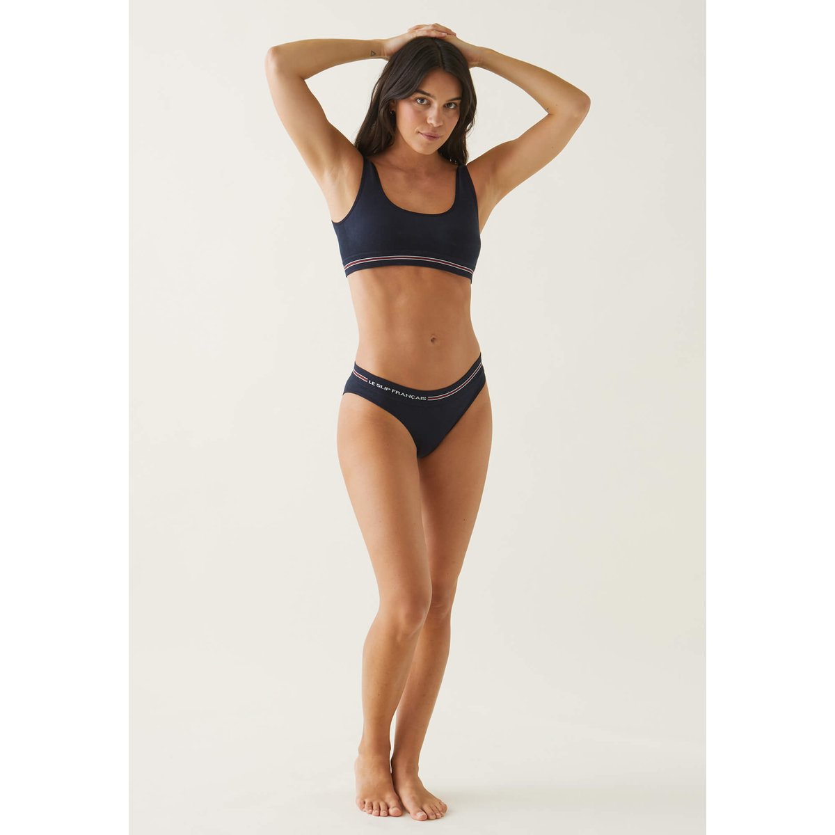 Ensemble Culotte Brassière En Coton Sans Couture Anaïs+CATHY bleu, LE SLIP FRANCAIS