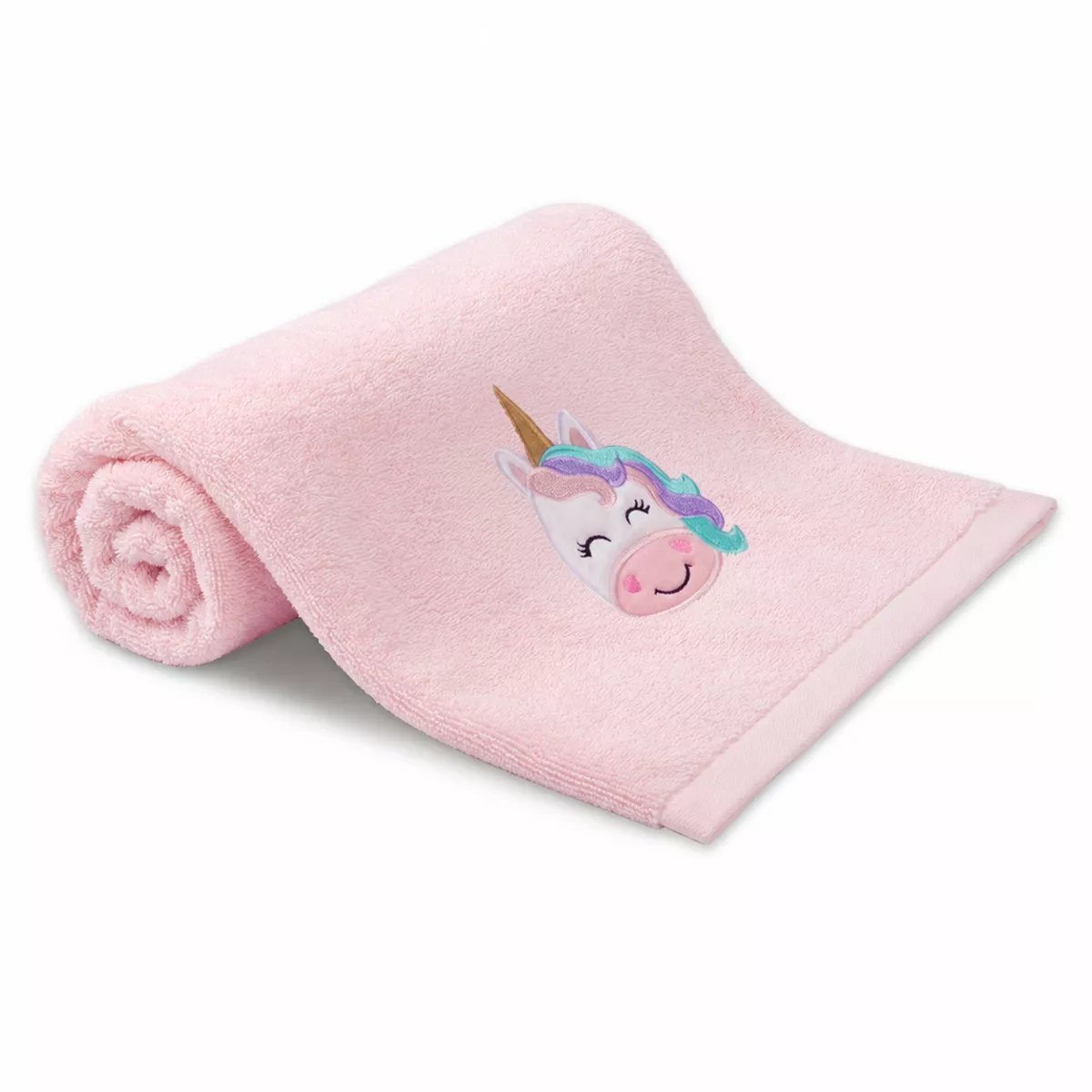 Drap de douche pur coton PETITE LICORNE rose, GARNIER THIEBAUT