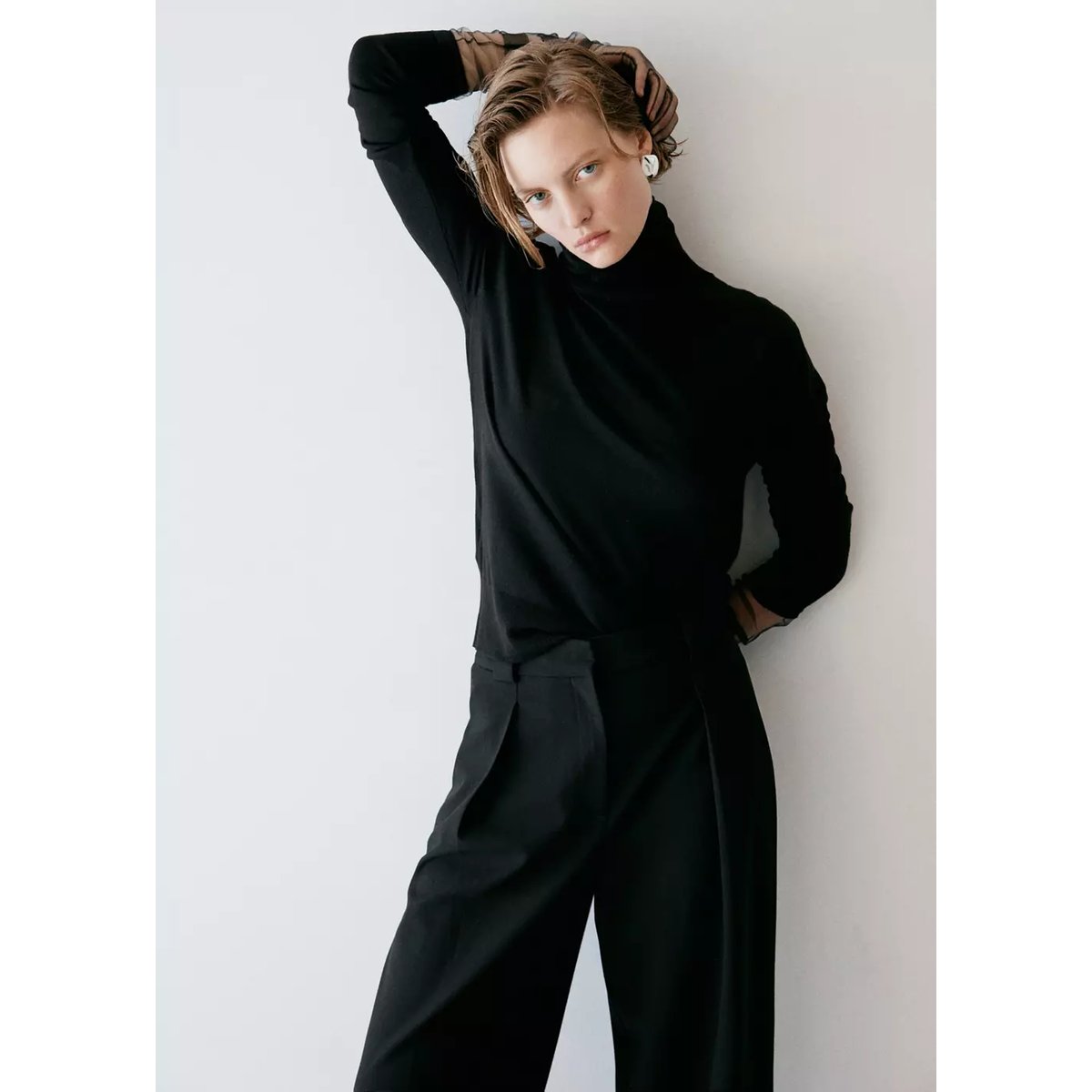 Pantalon de tailleur droit noir, MANGO