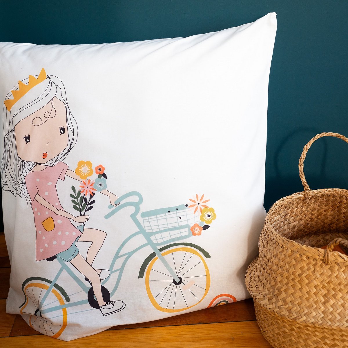 Parure de lit enfant Coton Tess Rando blanc, EDEN