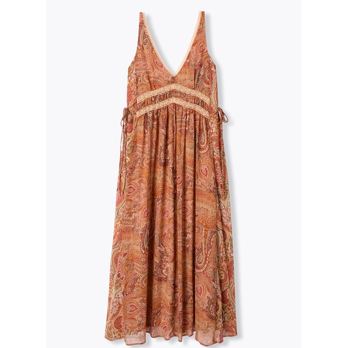 Robe longue imprimée imprimé ocre, PROMOD
