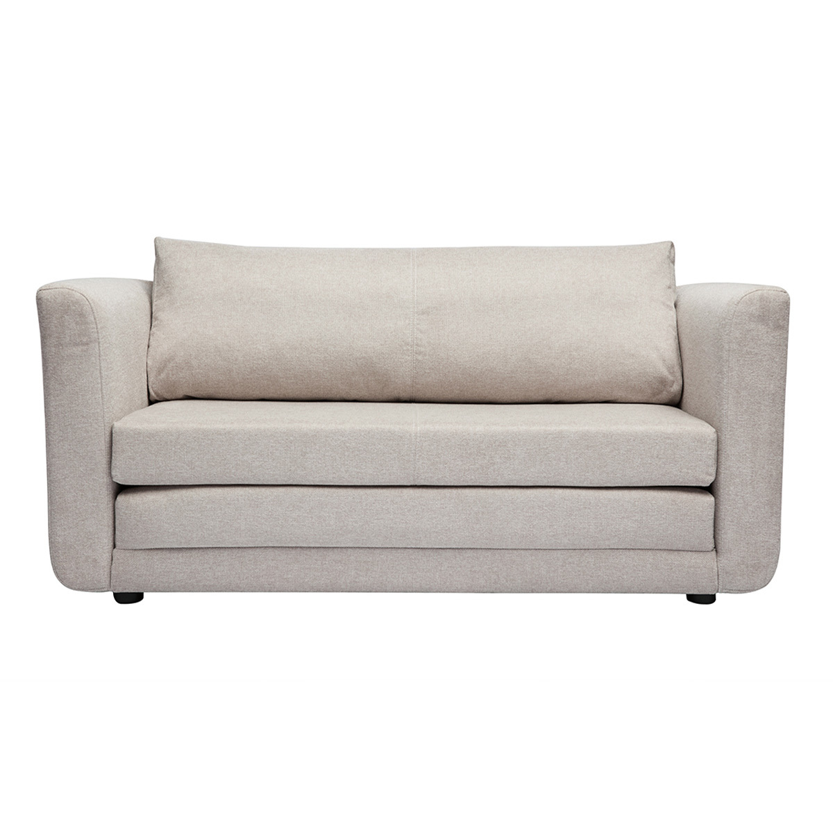 Canapé convertible 2 places en tissu effet velours texturé beige LEON beige, MILIBOO