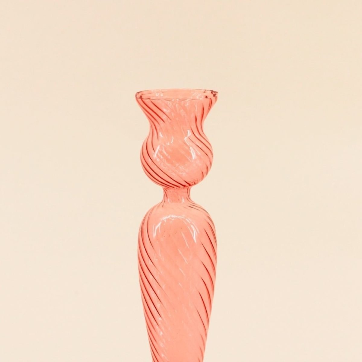 Bougeoir en verre 18cm rose, DECOSTAR