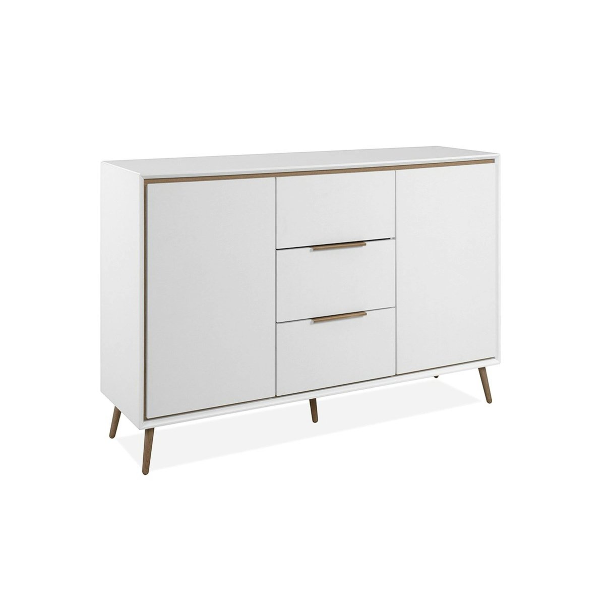 Buffet blanc moderne 2 portes 3 tiroirs AVIO blanc, PIER IMPORT
