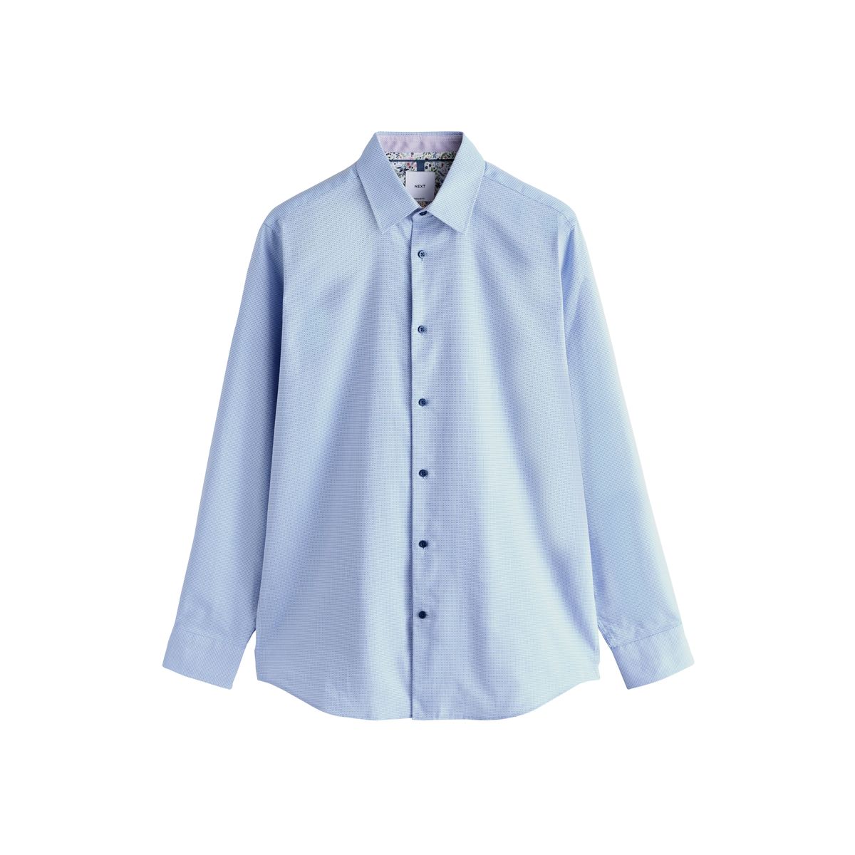 Chemise slim habillée en coton à liseré bleu, NEXT