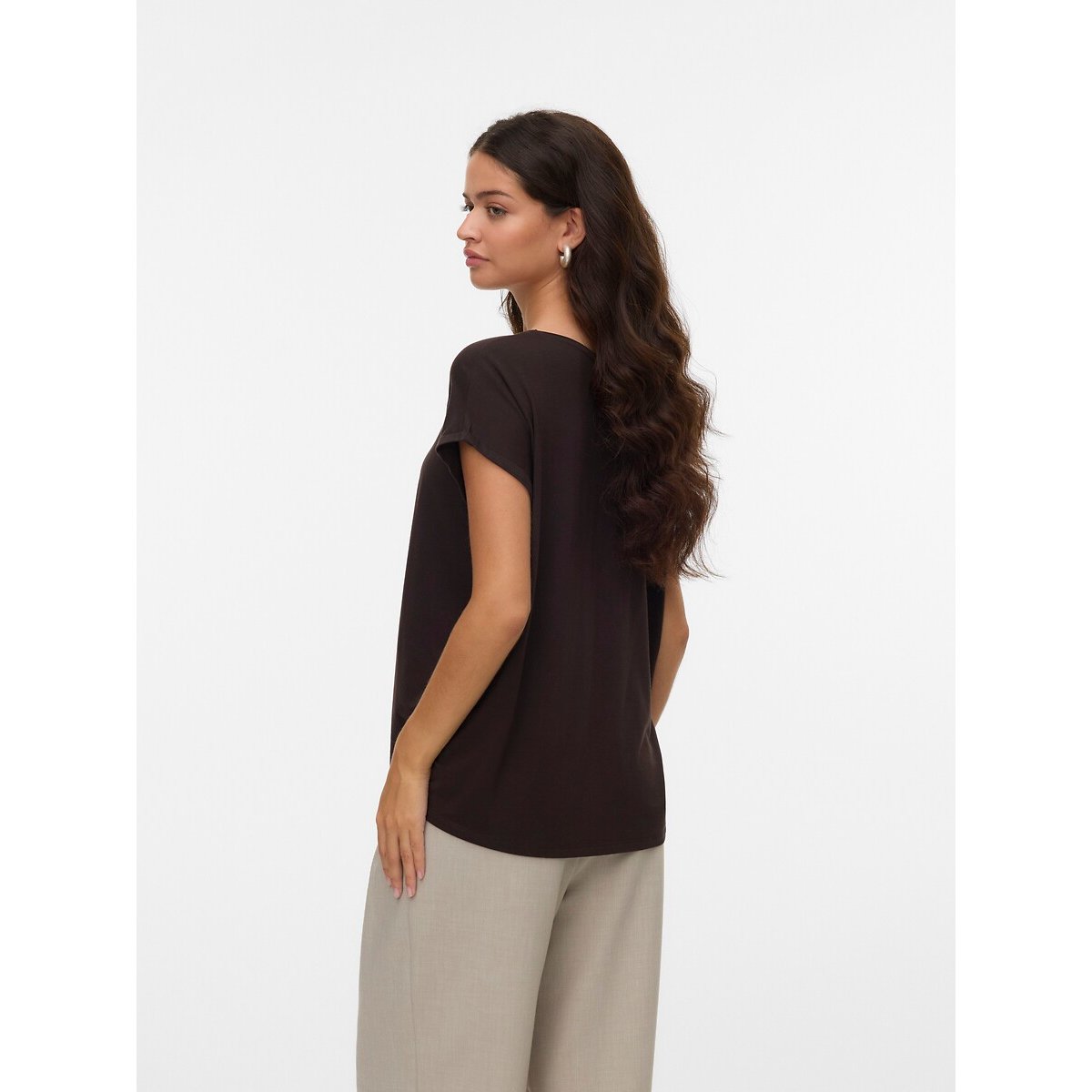 T-Shirt mit kurzen Ärmeln schokolade, VERO MODA