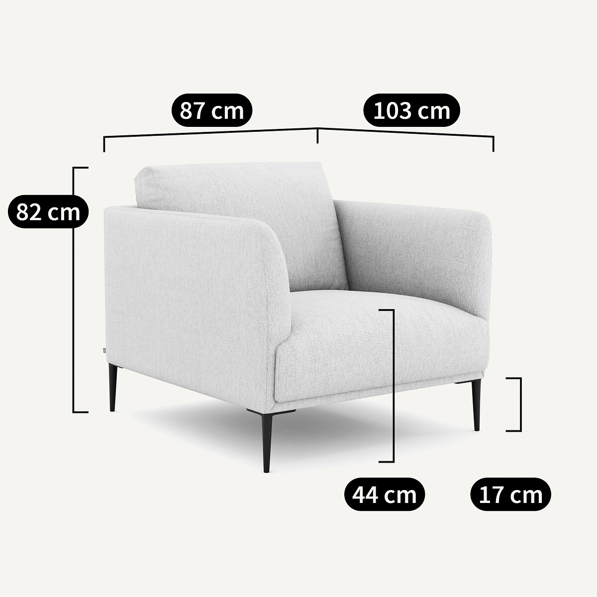 Fauteuil en velours, OSCAR beige cendré, EMMANUEL GALLINA X AM.PM