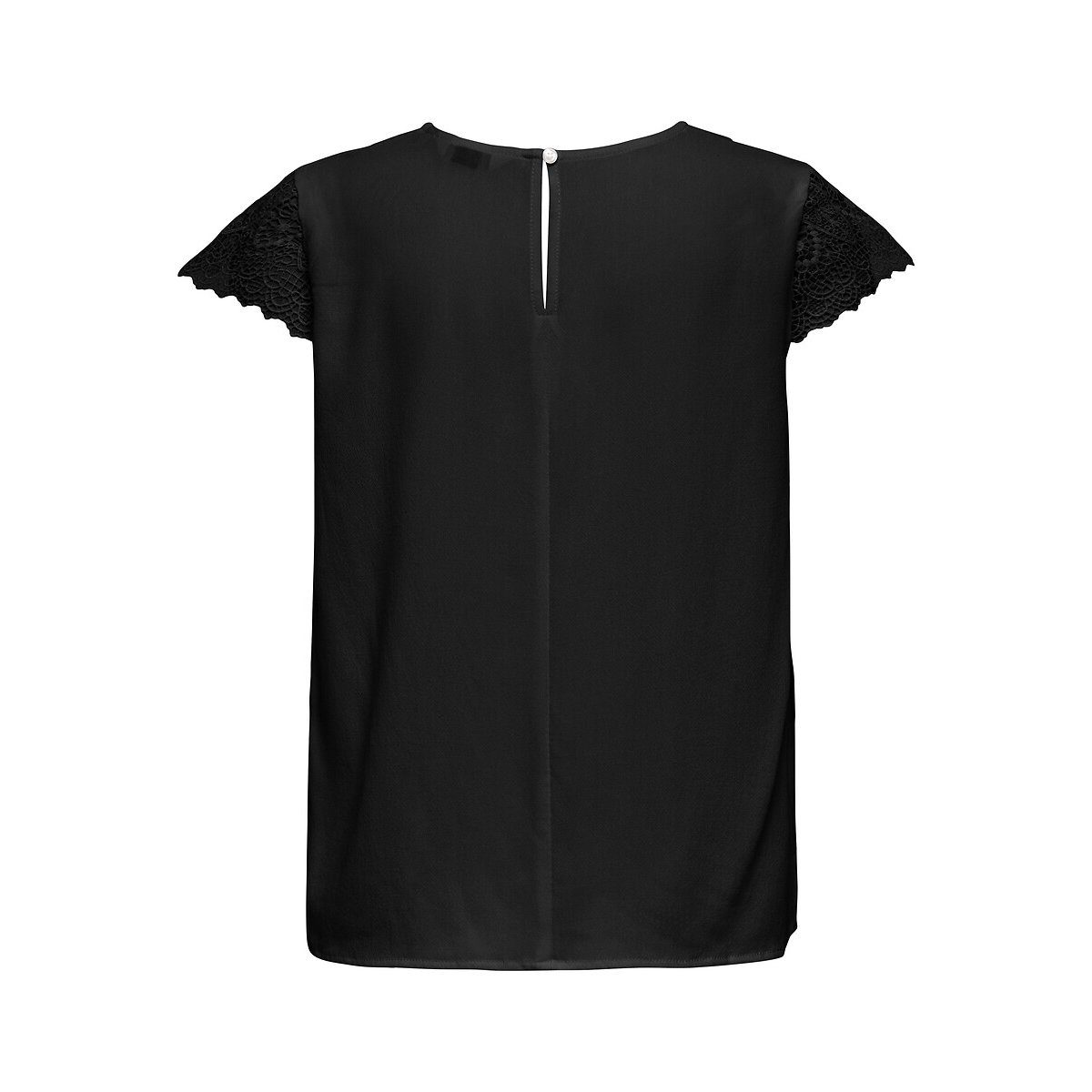 Blouse manches courtes col V noir, ONLY