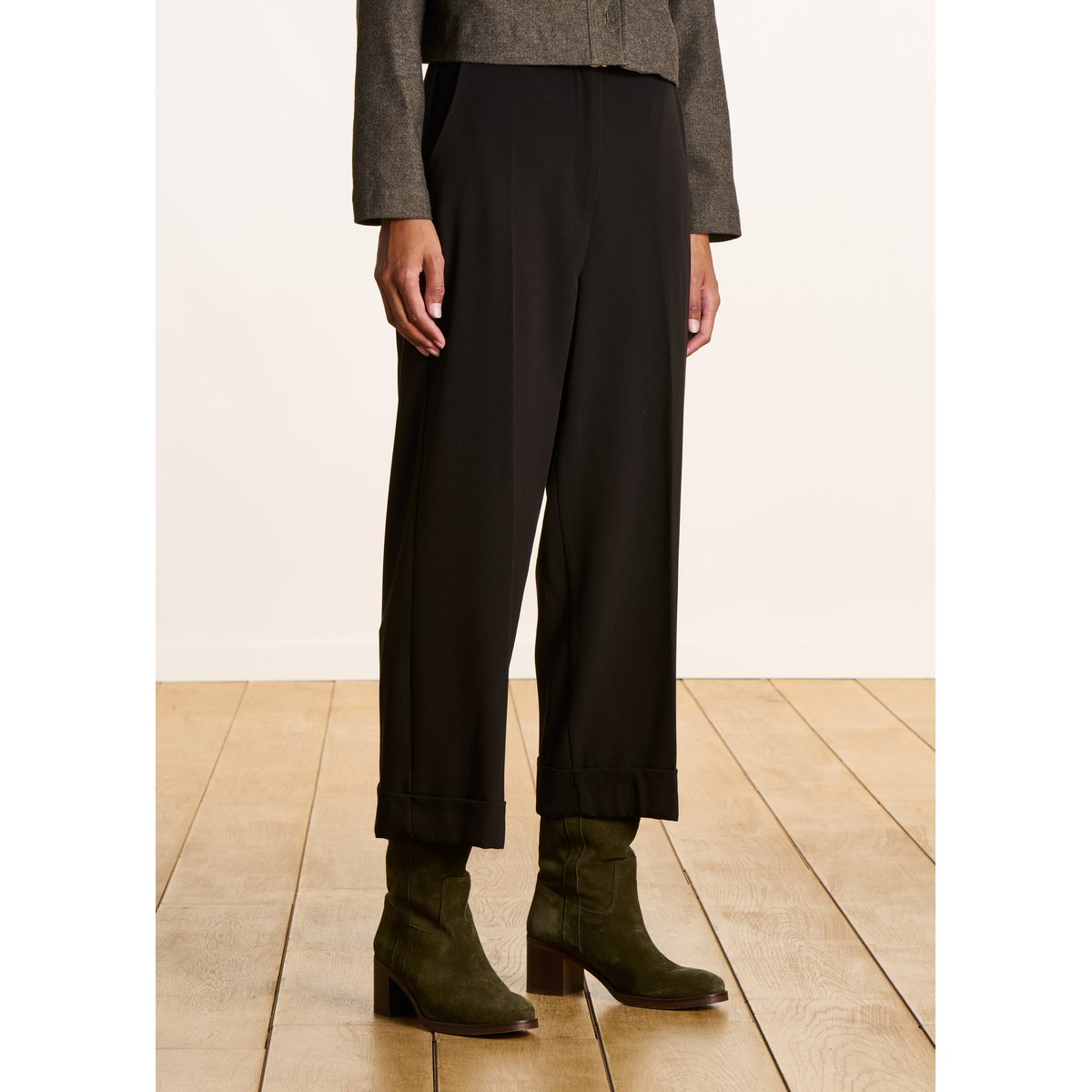 Pantalon 7/8ème droit et large noir, LA FEE MARABOUTEE