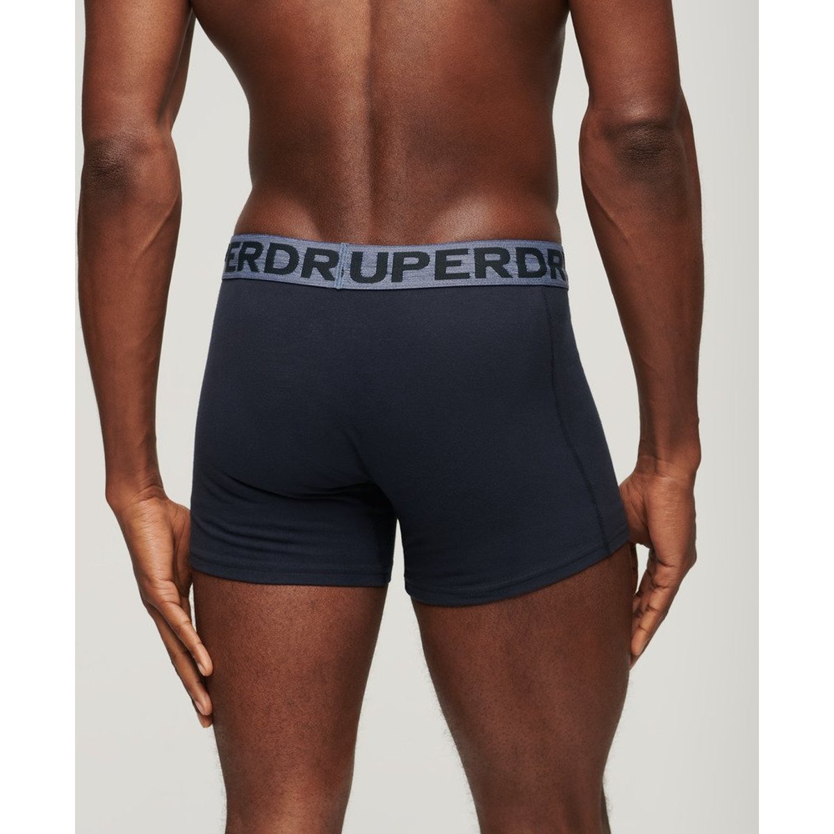 Lot de deux caleçons en coton biologique bleu marine éclipse, SUPERDRY