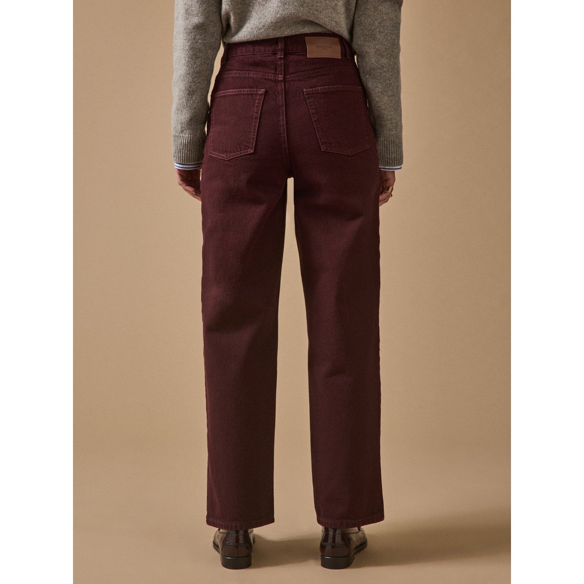 Jean large Émilia coton biologique bordeaux fonce, CYRILLUS