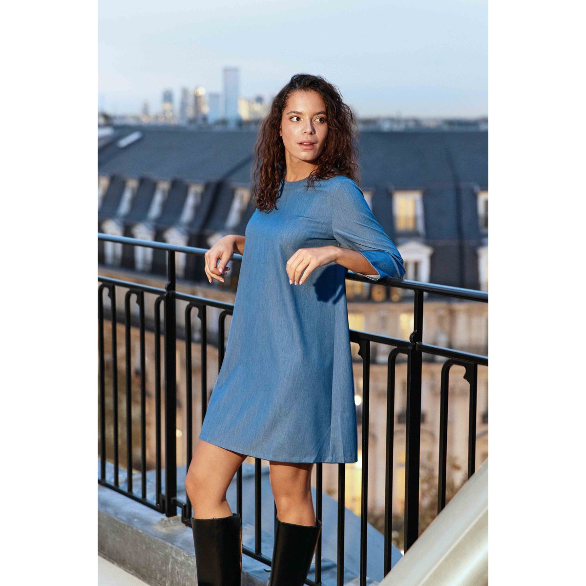 Robe courte trapèze uni RUO 88-stone, LA PETITE ETOILE