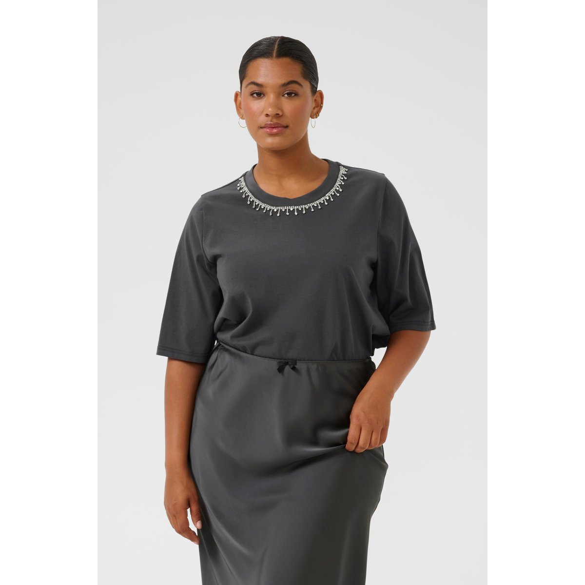 T-shirt à manches courtes noir black oyster, KAFFE CURVE