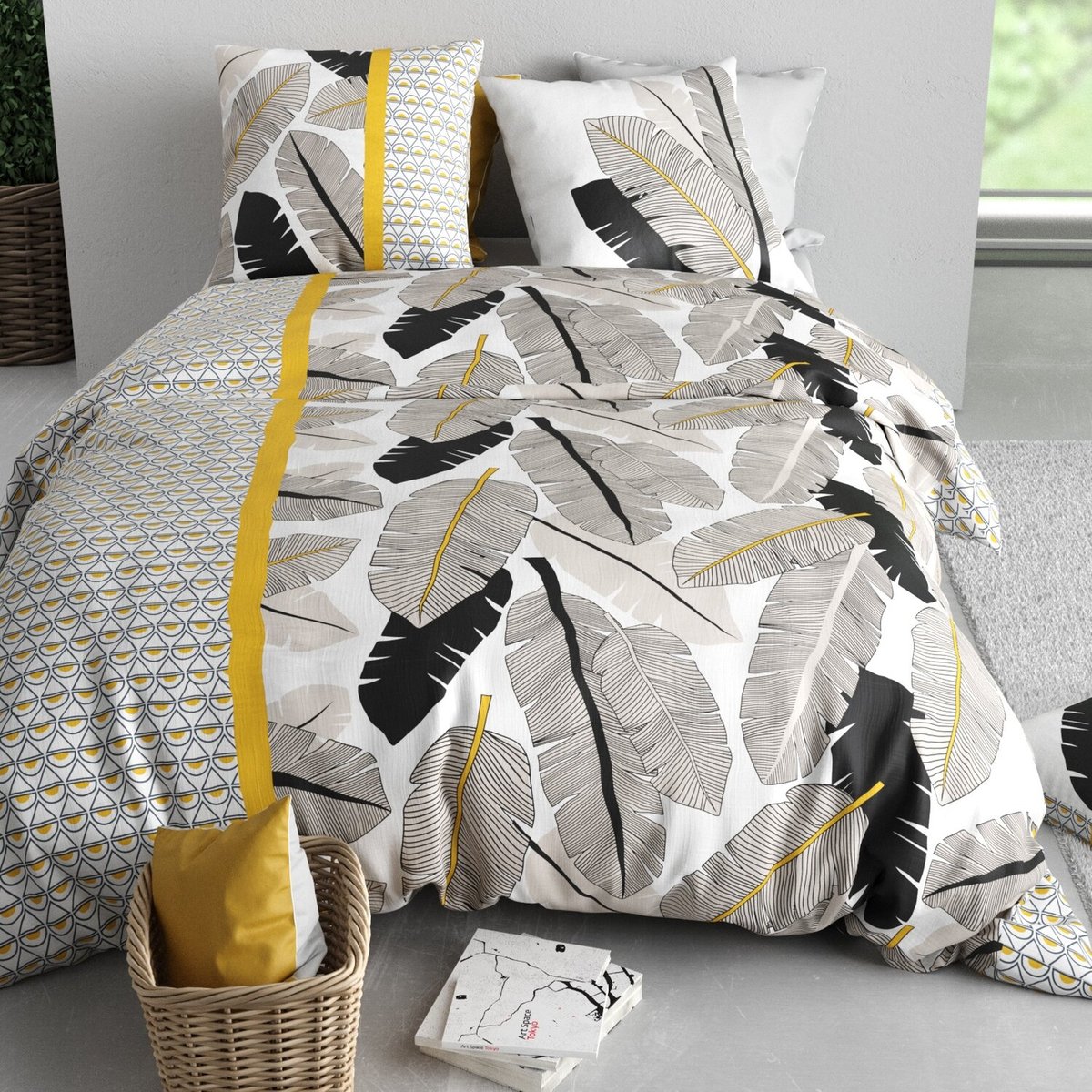 Parure housse de couette en coton imprimée, Palmora multicolore, ATELIER DU COTON