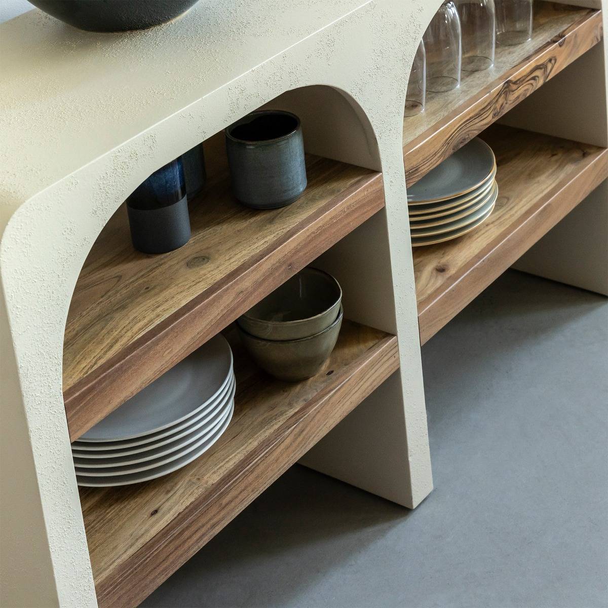 Console en bois effet béton DALVA blanc, MADE IN MEUBLES 