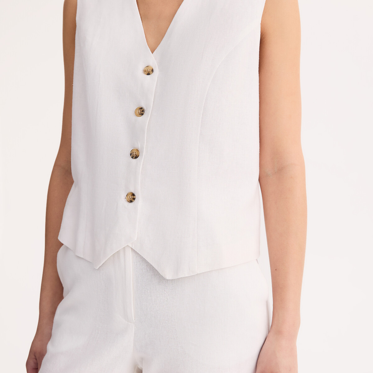 Veste sans manches, coupe droite blanc, ANNE WEYBURN