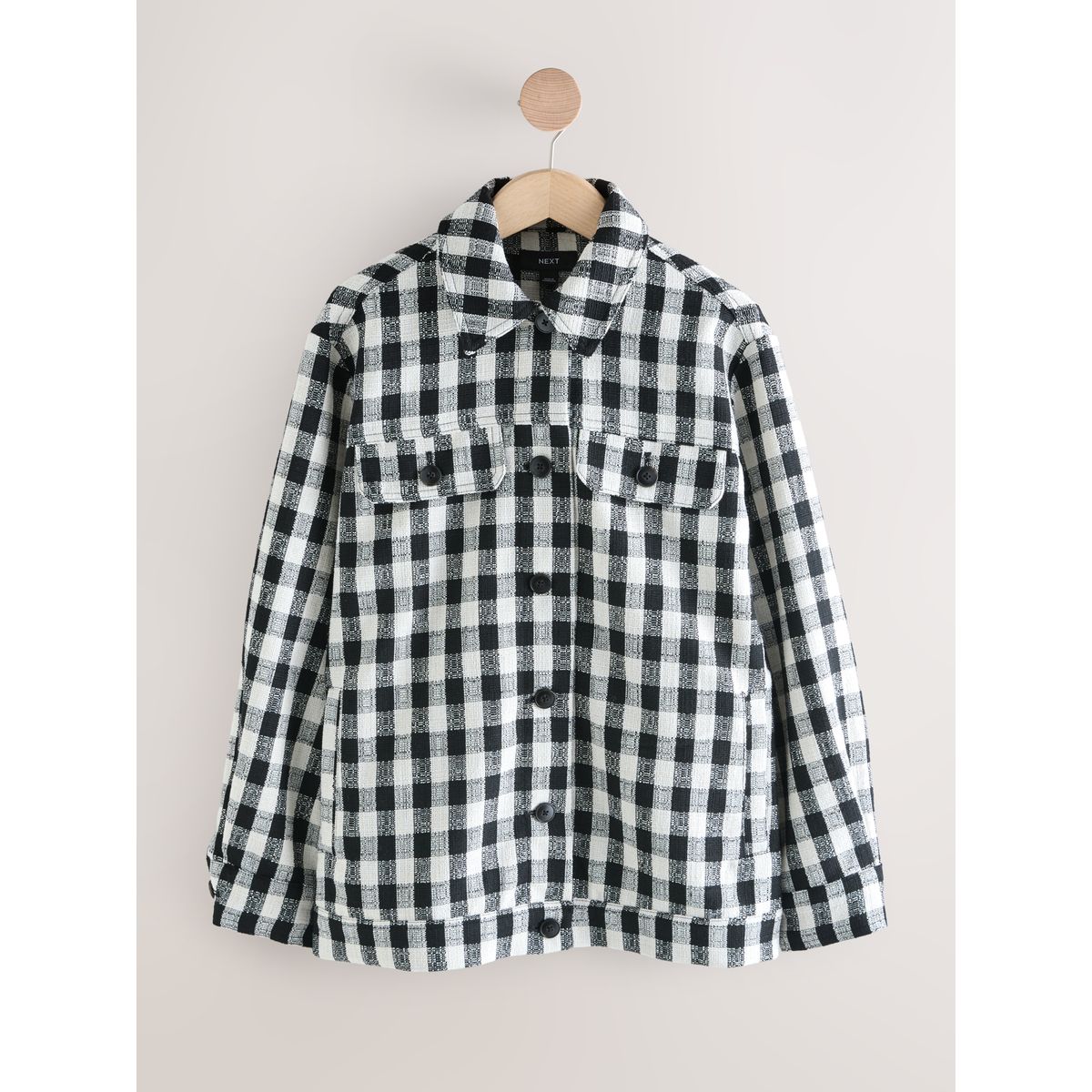 Veste-chemise bouclée bleu marine/blanc vichy, NEXT