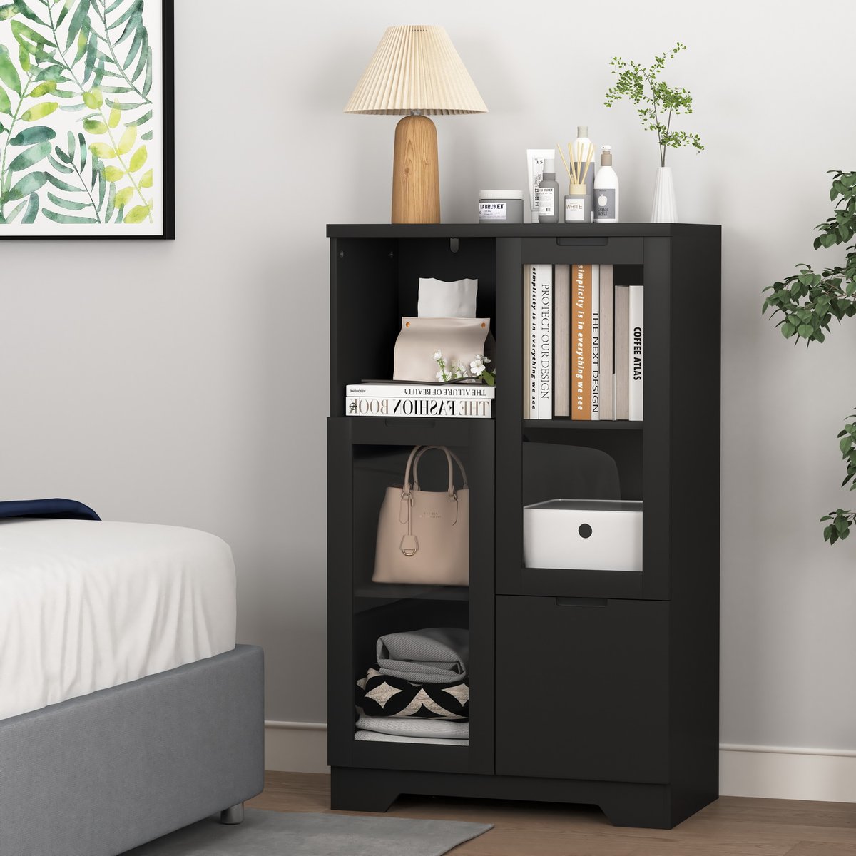 Armoire de rangement, BROOKLYN noir, MEUBLES COSY