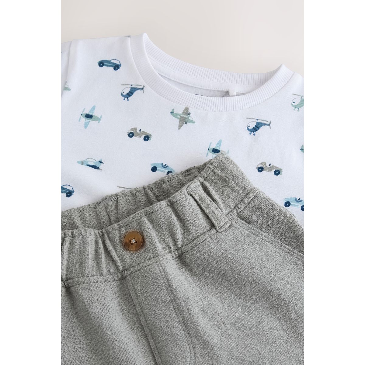 T-shirt et short imprimé transport blanc, NEXT