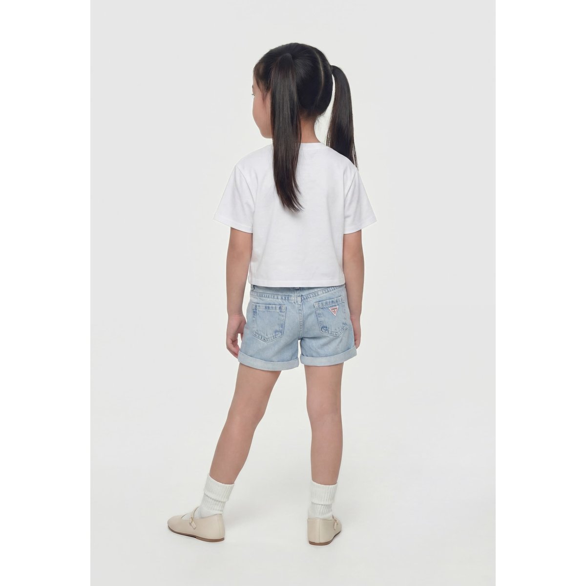 Shorts En Denim Brodés bleu clair, GUESS KIDS