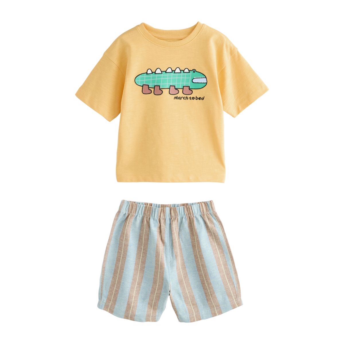 Pyjama short, lot de 3 rayure animalière bleue/jaune/rose, NEXT