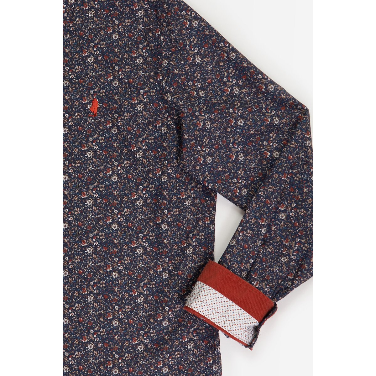 Chemise imprimée motif fleurs des bois bleu marine, MCS