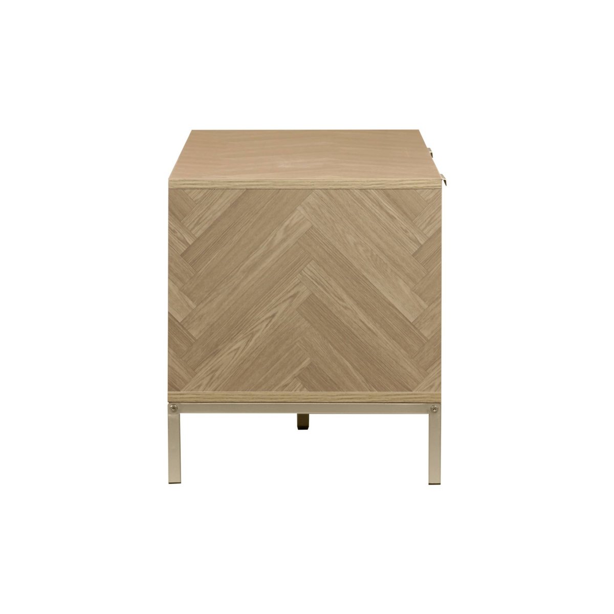 Meuble TV décor chevrons effet bois 2 portes 1 tiroir 120cm BUDAPEST naturel, SWEEEK