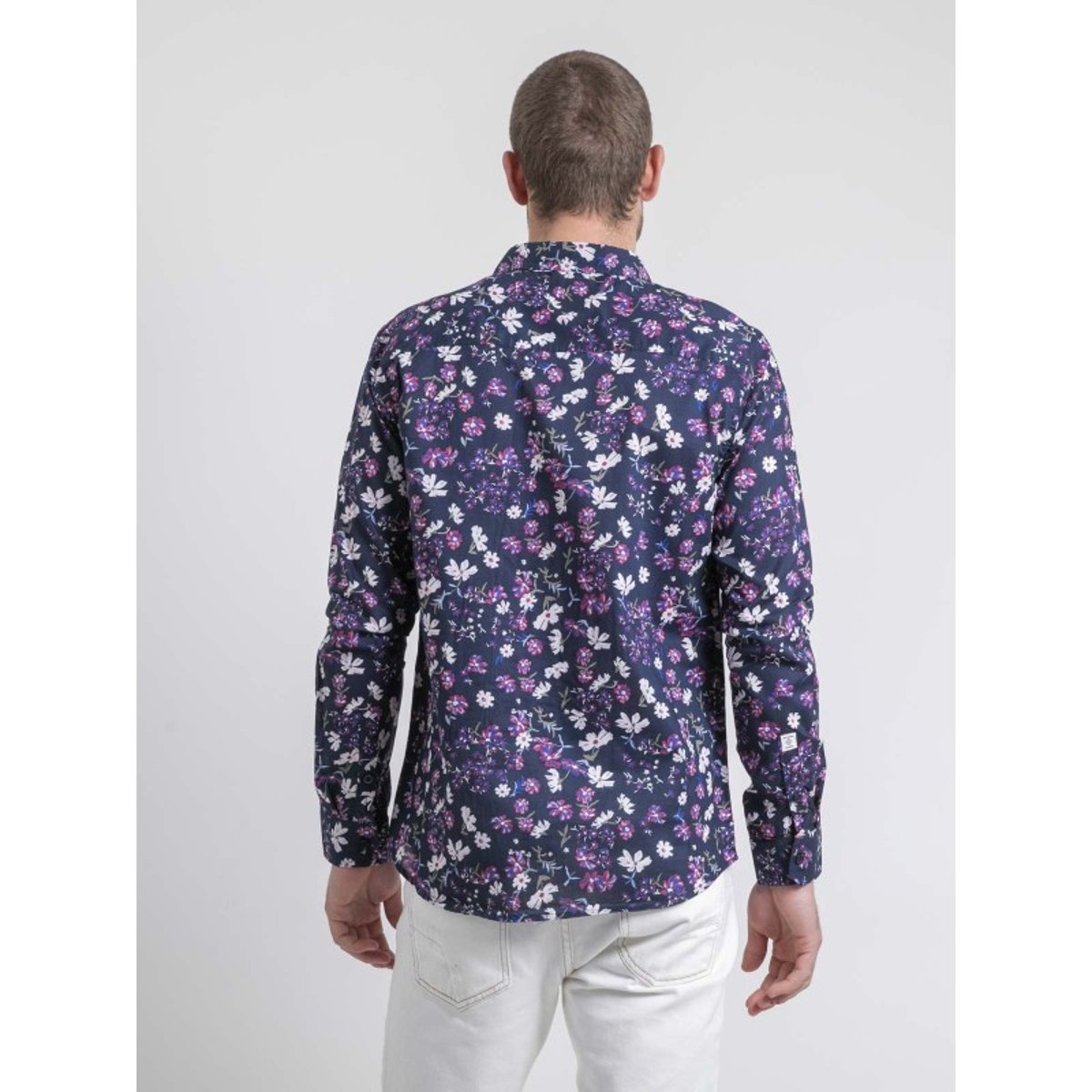 Chemise Manches Longues Motifs Duloic bleu marine, RITCHIE