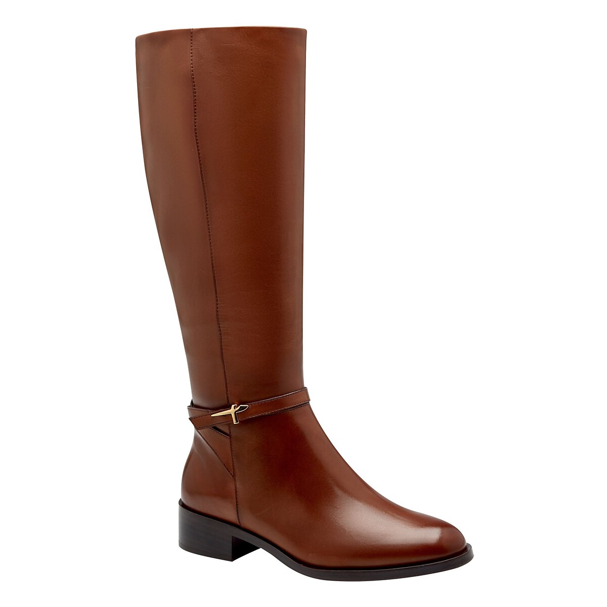 Flache Lederstiefel cognac, TAMARIS
