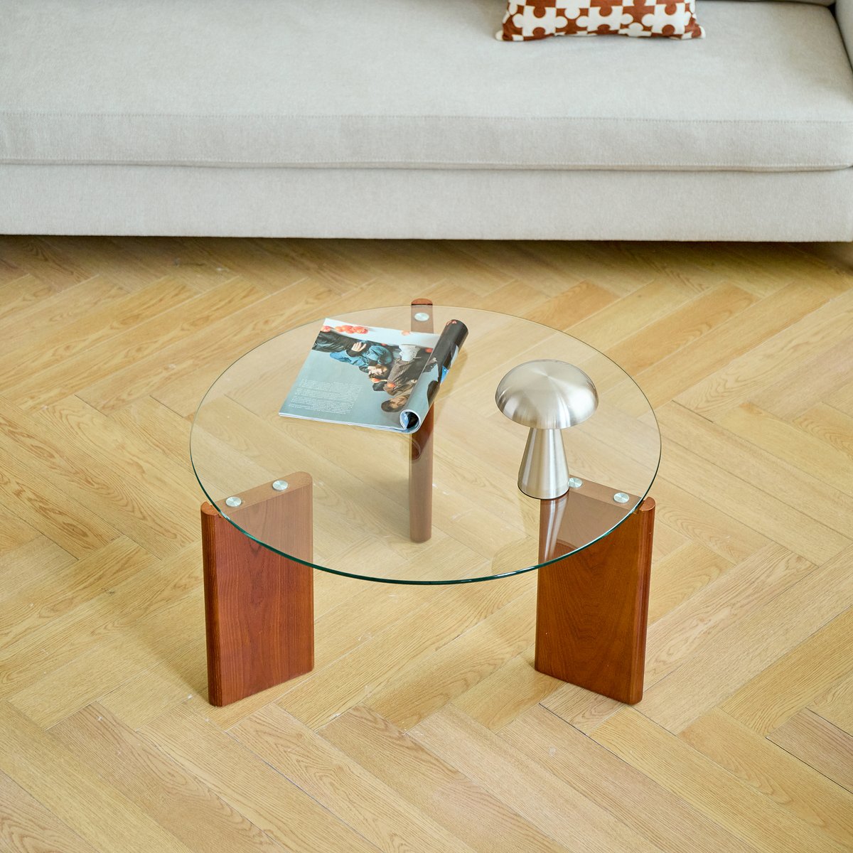 Table basse, verre trempé, ronde, SALO transparent, NORDLYS