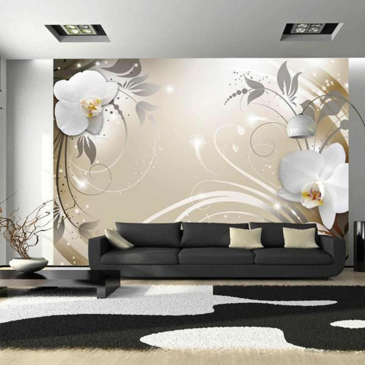 Papier peint intissé panoramique Fleurs Gold dance jaune / doré, EDEN