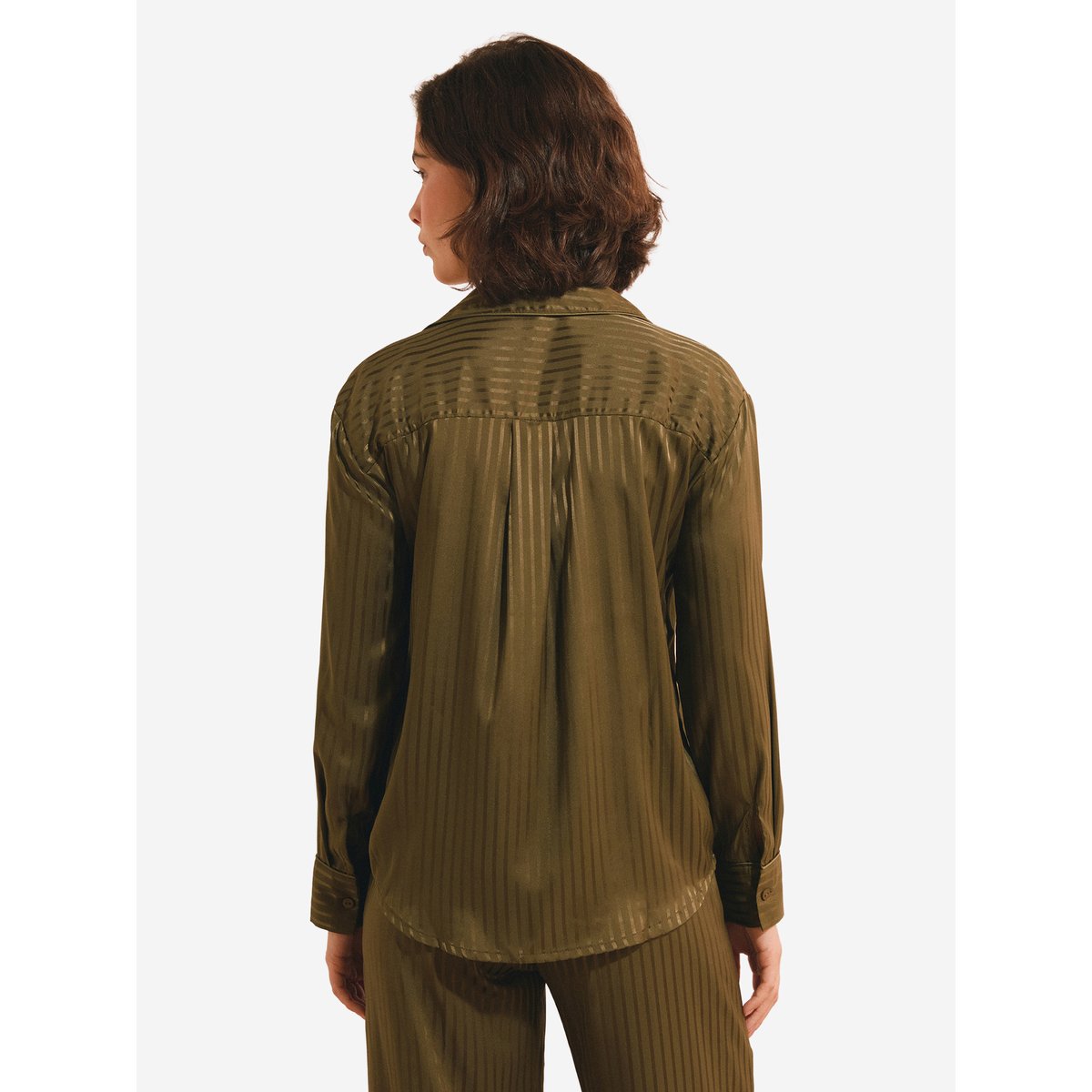 Chemise de pyjama à rayures HALMIA kaki olive, ETAM