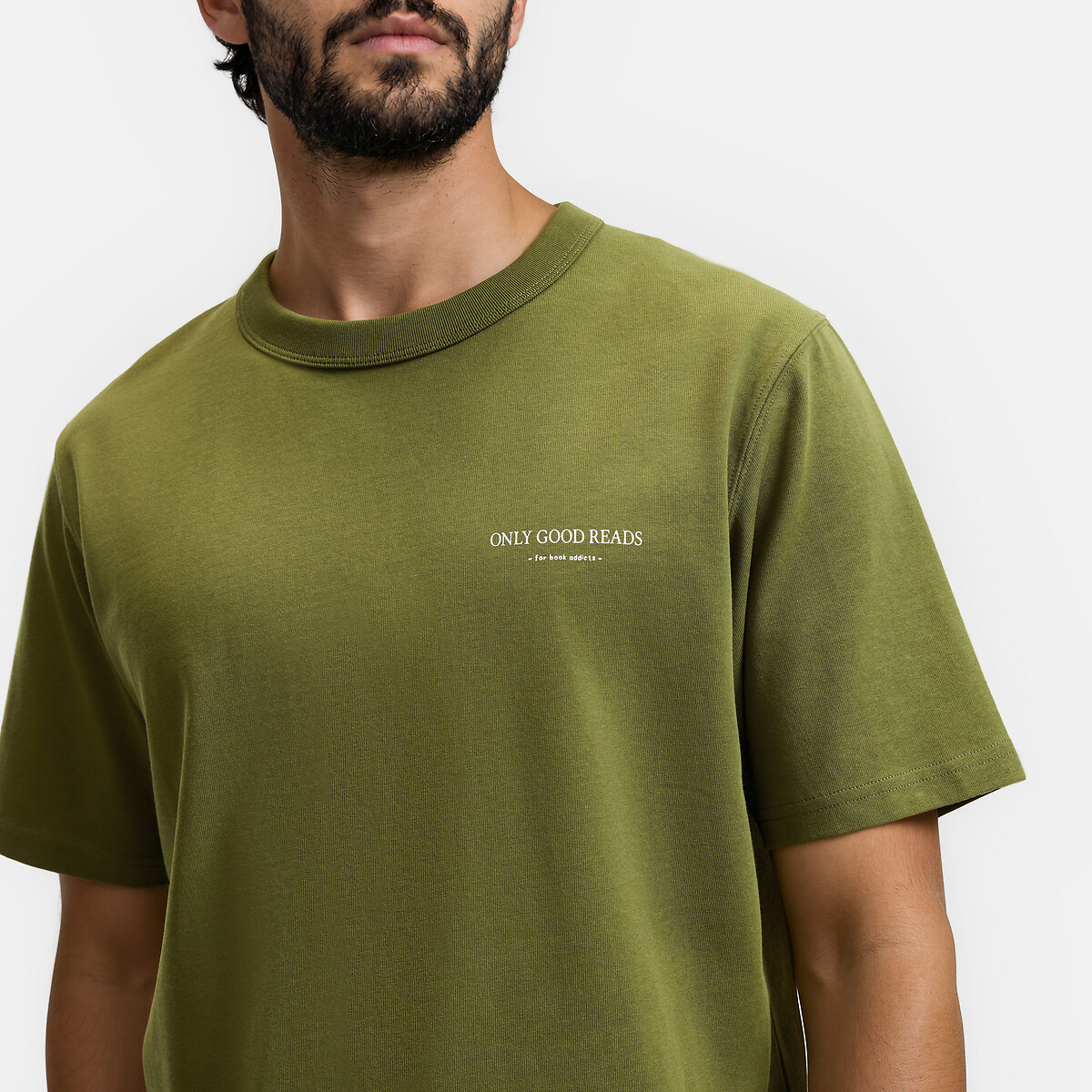 T-shirt girocollo maniche corte verde kaki, LA REDOUTE COLLECTIONS