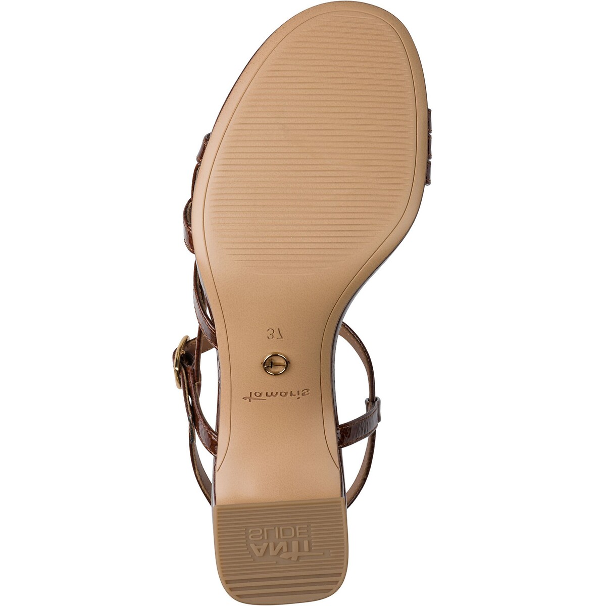 Wandelsandalen met hiel kastanjebruin gelakt, TAMARIS