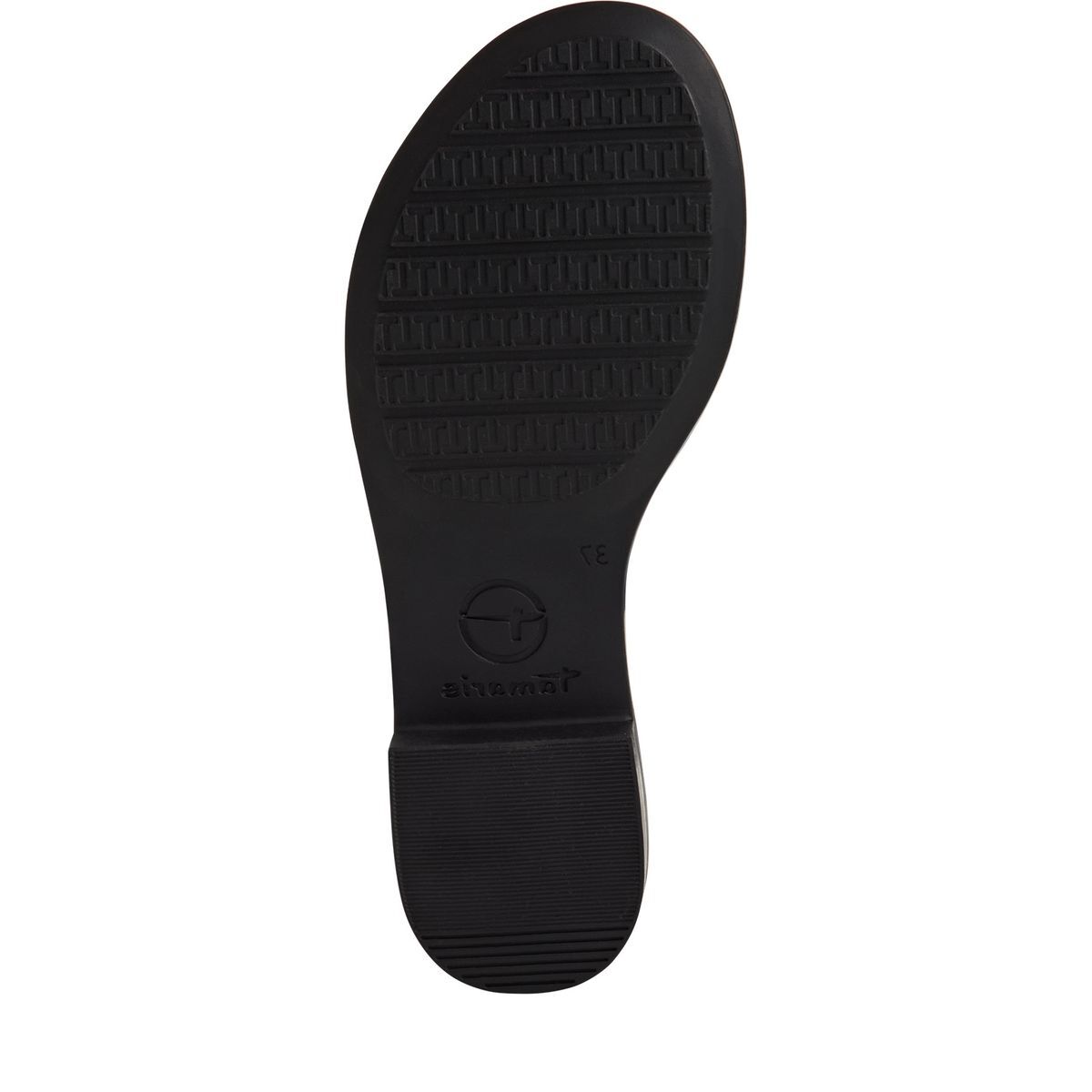 Sandales plates en cuir noir, TAMARIS